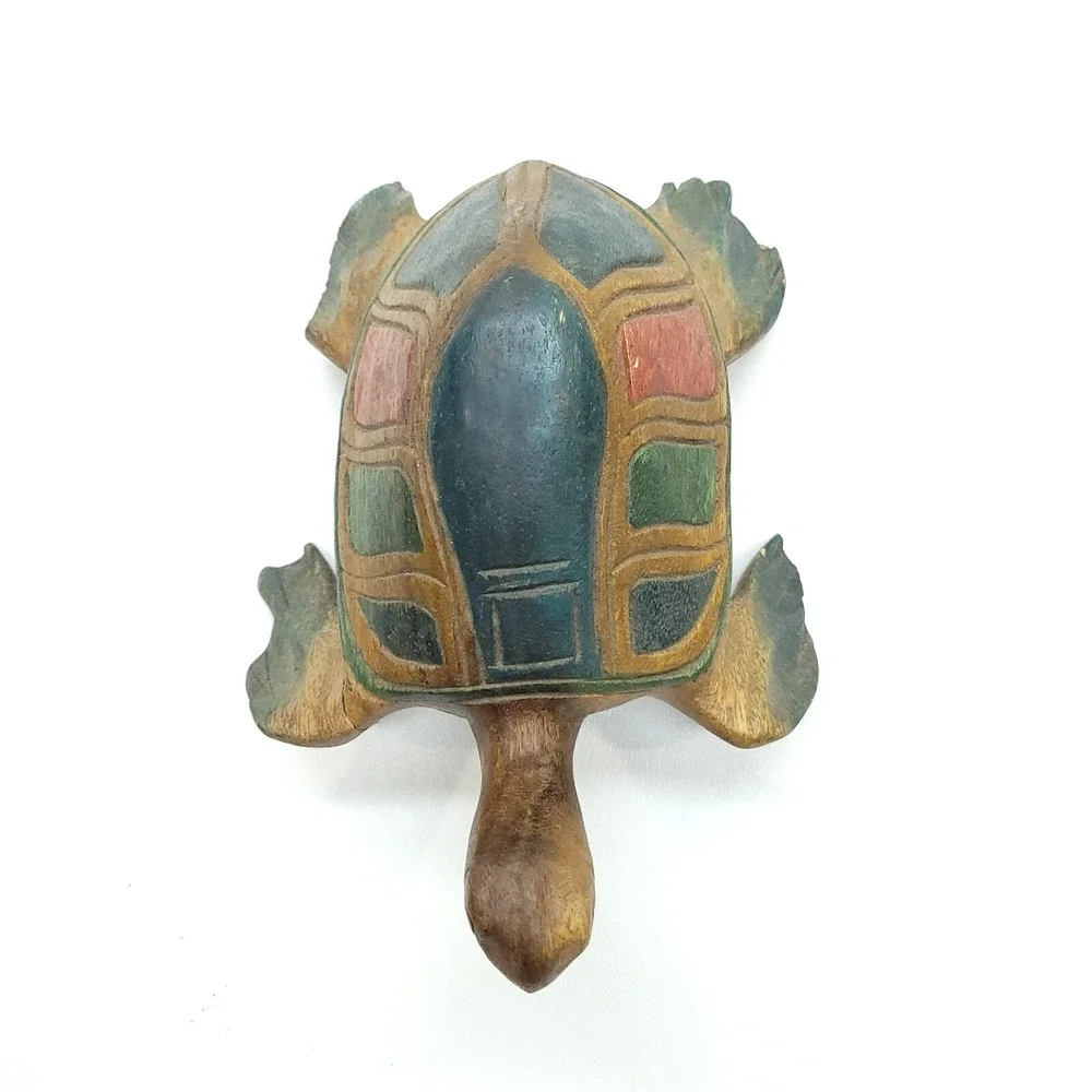 Vintage Wood Sea Turtle Figures Hand Carved Marine‎ Life Nautical Home Decor